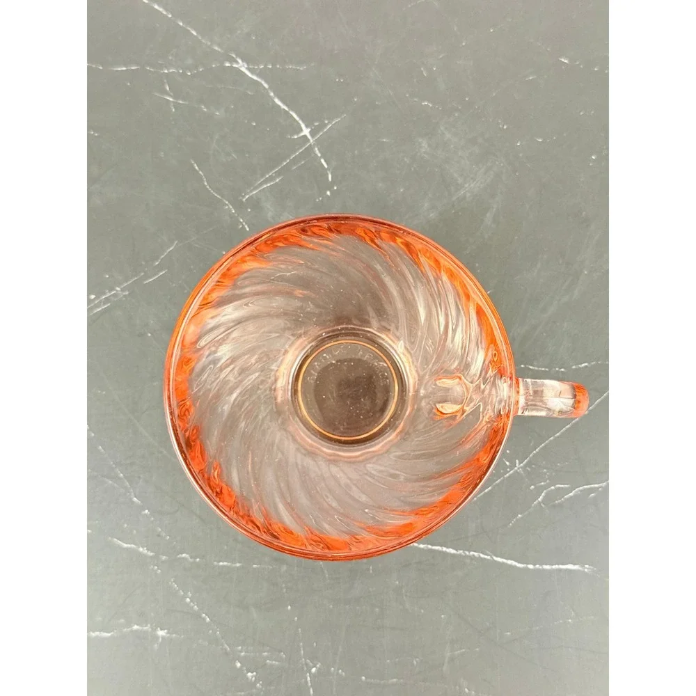Vintage Arcoroc France Pink Swirl Rosaline Teacup 1980s Glass